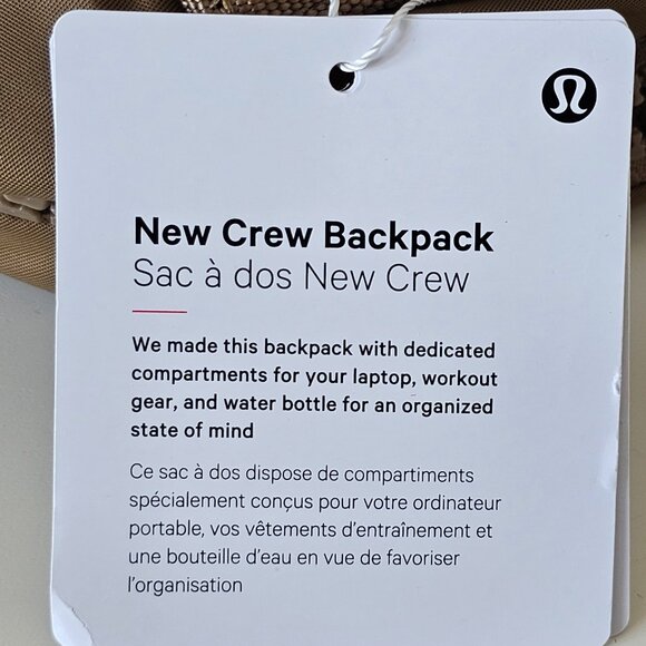 NWT LULULEMON ARTF/RWLI Sand Brown Lightweight New Crew Backpack OS - Picture 10 of 11